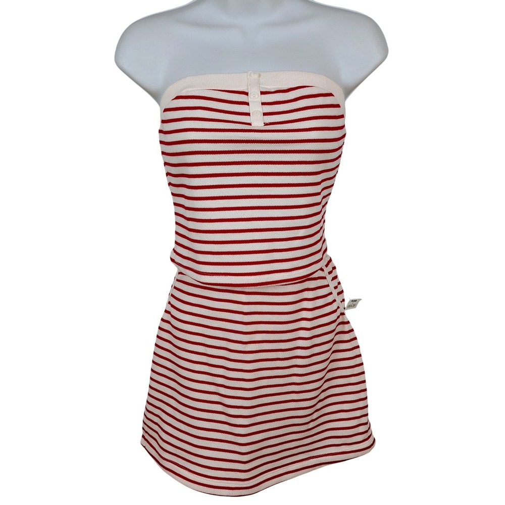 NWT Kirious Womens SZ M Striped Tube Top and Mini Skirt Set Red White Nautical